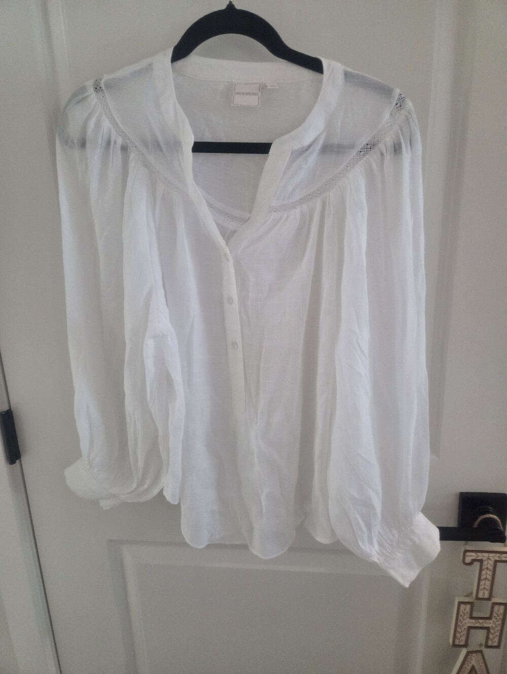 Zac & Rachel White Gauze Button-Front Peasant Blouse